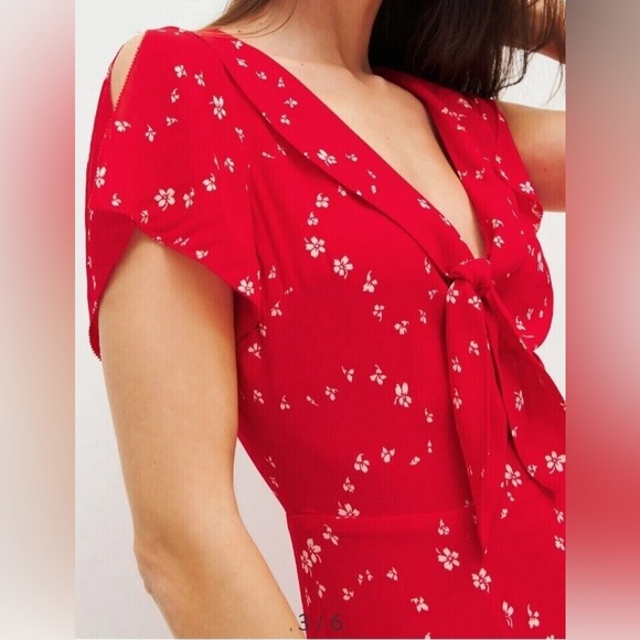 NWT Reformation Talleen Floral Ruffle Maxi Dress Size 4 in Fresno Red - Picture 2 of 9